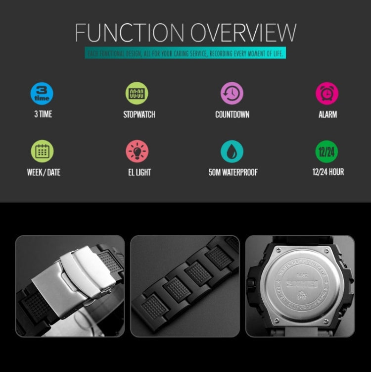 SKMEI 1452 Outdoor Sports Electronic Watch Multifunctional Waterproof Watch(Red)